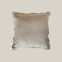 Natural Linen Cushion with Fringe - Home and Soul