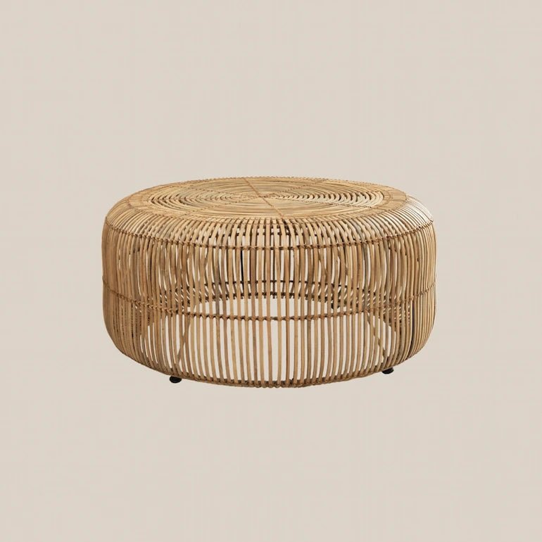 Natural Outdoor Rattan Round Coffee Table