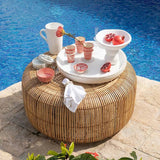 Natural Outdoor Rattan Round Coffee Table - Home and Soul Dubai