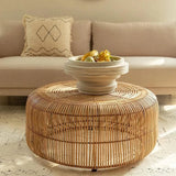 Natural Outdoor Rattan Round Coffee Table 