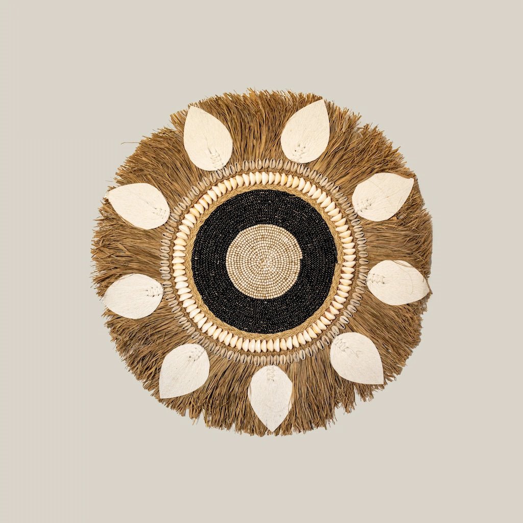 Natural Raffia Shell Boho Round Decor Wall Plate - Home and Soul Dubai
