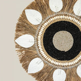 Natural Raffia Shell Boho Round Decor on Stand - Home and Soul Dubai