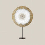 Natural Round Raffia and Shell Stand Decor - Home and Soul Dubai