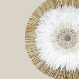 Natural Round Raffia and Shell Stand Decor - Home and Soul Dubai