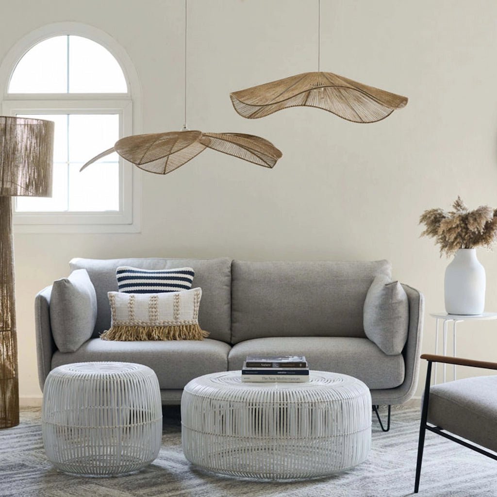 Olivia Rattan Side Table White - Home and Soul Dubai