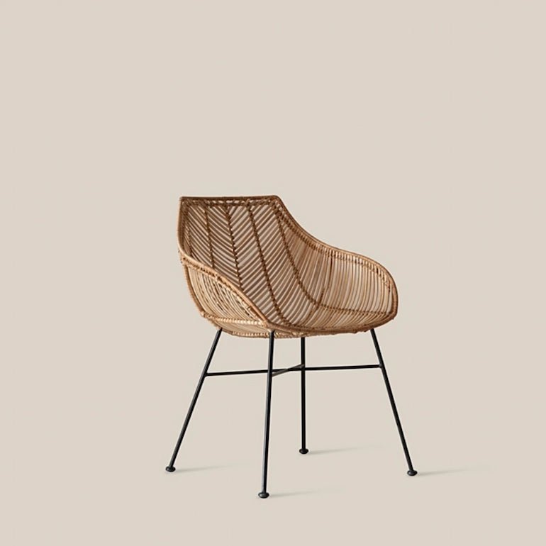 Rattan Chair - Diane with Elegant Black Legs - Home and Soul