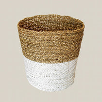 Rattan Storage Basket White and Natural - Home and Soul