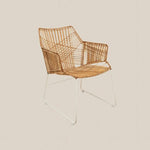 Handmade Rattan Lounge Chair with White Iron Legs – Roberto – Eco - Friendly, For Lounge, Dining, or Bedroom - Home and Soul Dubai