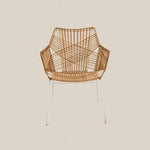 Handmade Rattan Lounge Chair with White Iron Legs – Roberto – Eco - Friendly, For Lounge, Dining, or Bedroom - Home and Soul Dubai