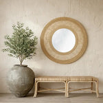 Rope beaded round wall mirror with natural texture - Home and Soul