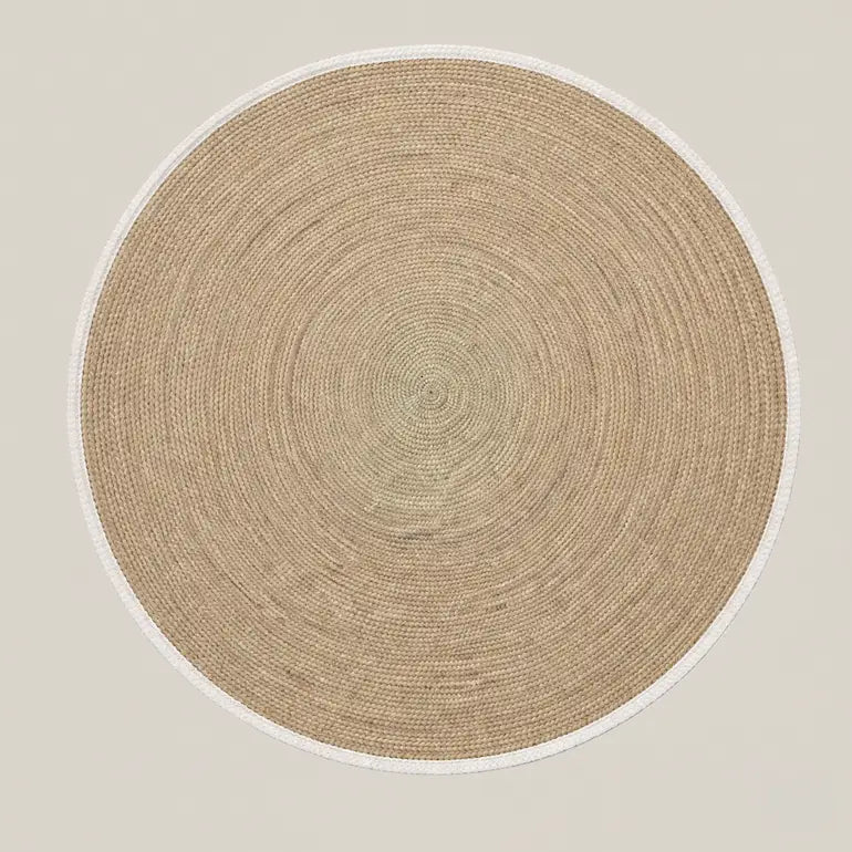 Round Natural Rug with White Border 300cm - Home and Soul