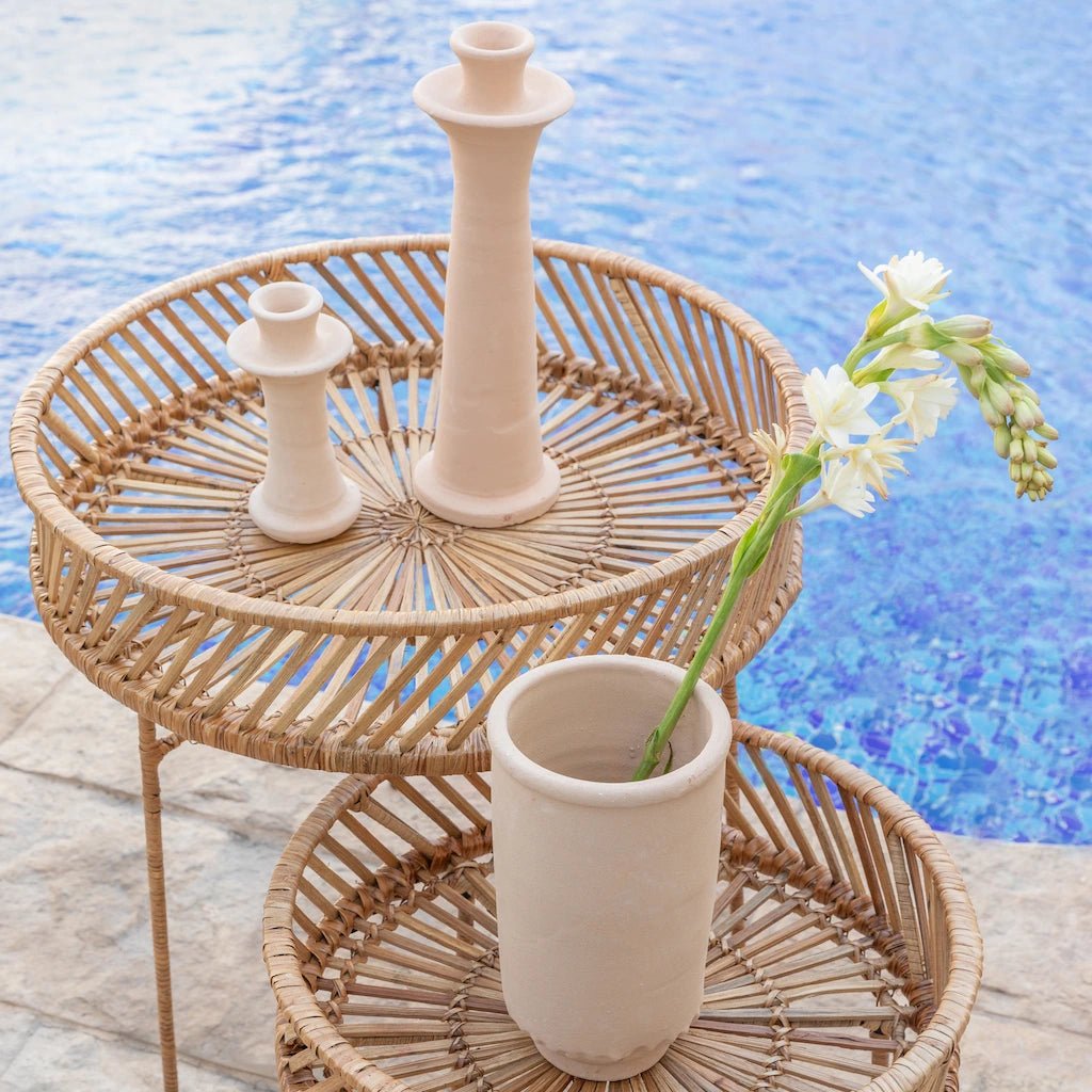 Round Natural Rattan Table High - Home and Soul Dubai