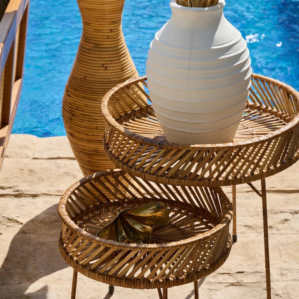 Round Natural Rattan Table Low - Home and Soul Dubai