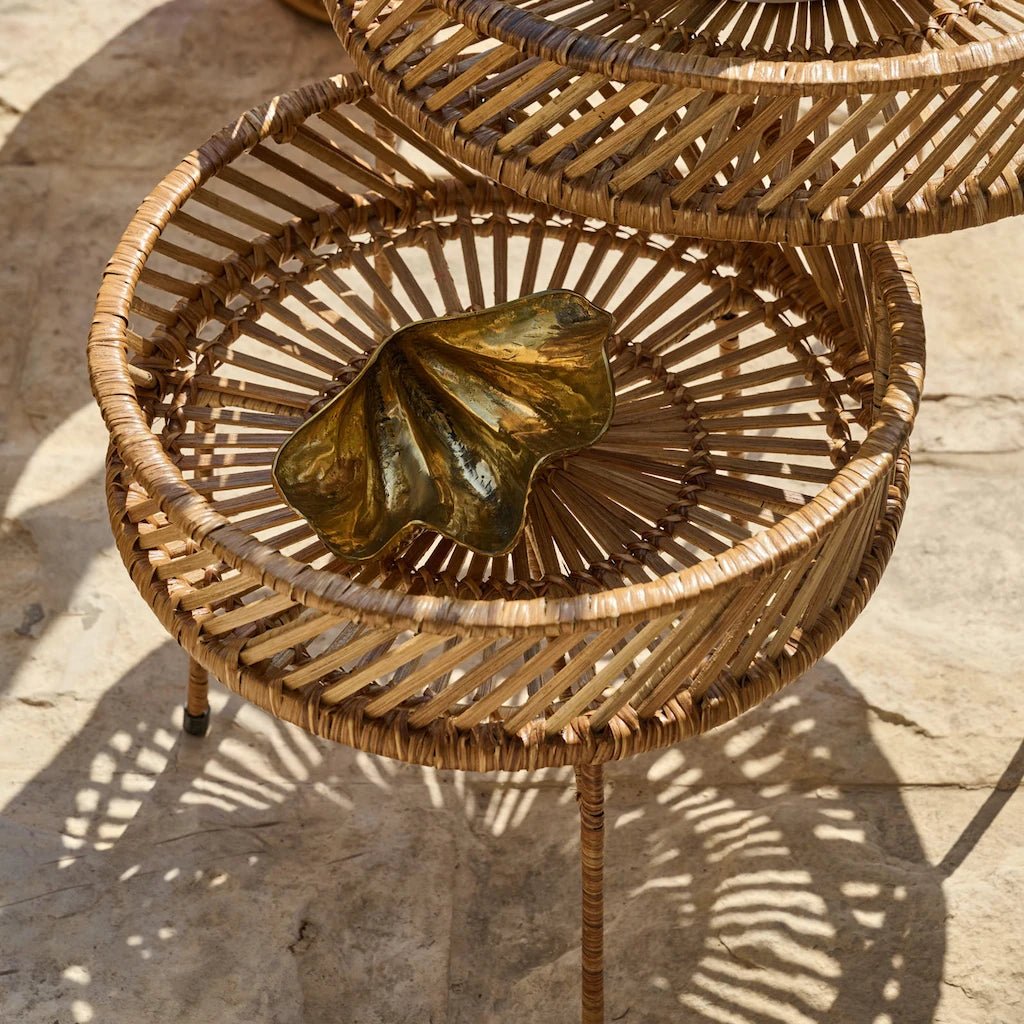 Round Natural Rattan Table Low - Home and Soul Dubai
