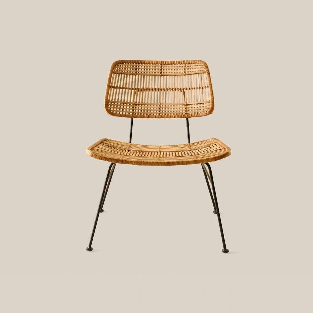 Rattan Lounge Chair with Black Iron Legs – San Carlos
