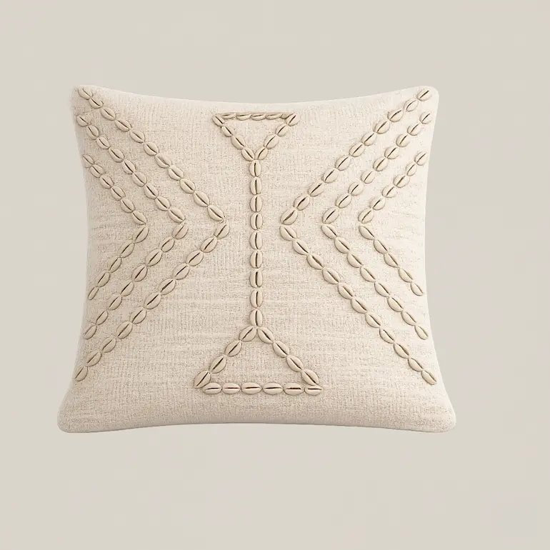 Seashell Whisper White Cushion with Shell - Home and Soul