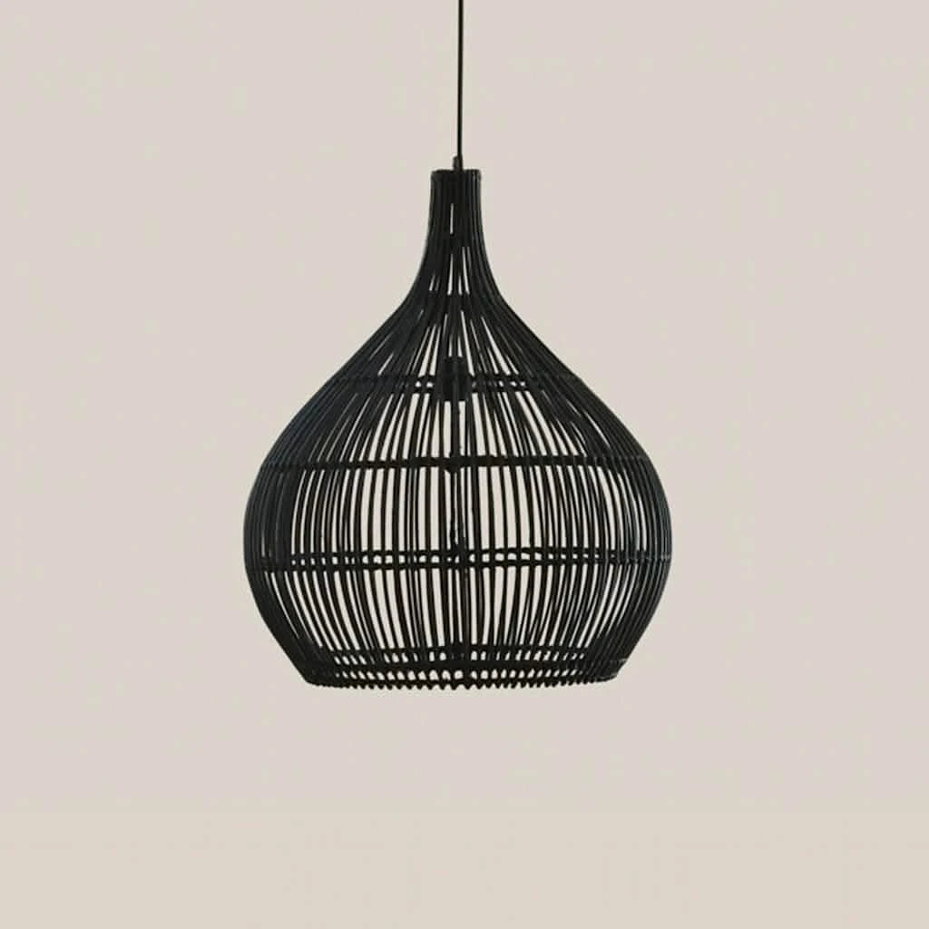 Rattan Pendant Light Black Sychelles