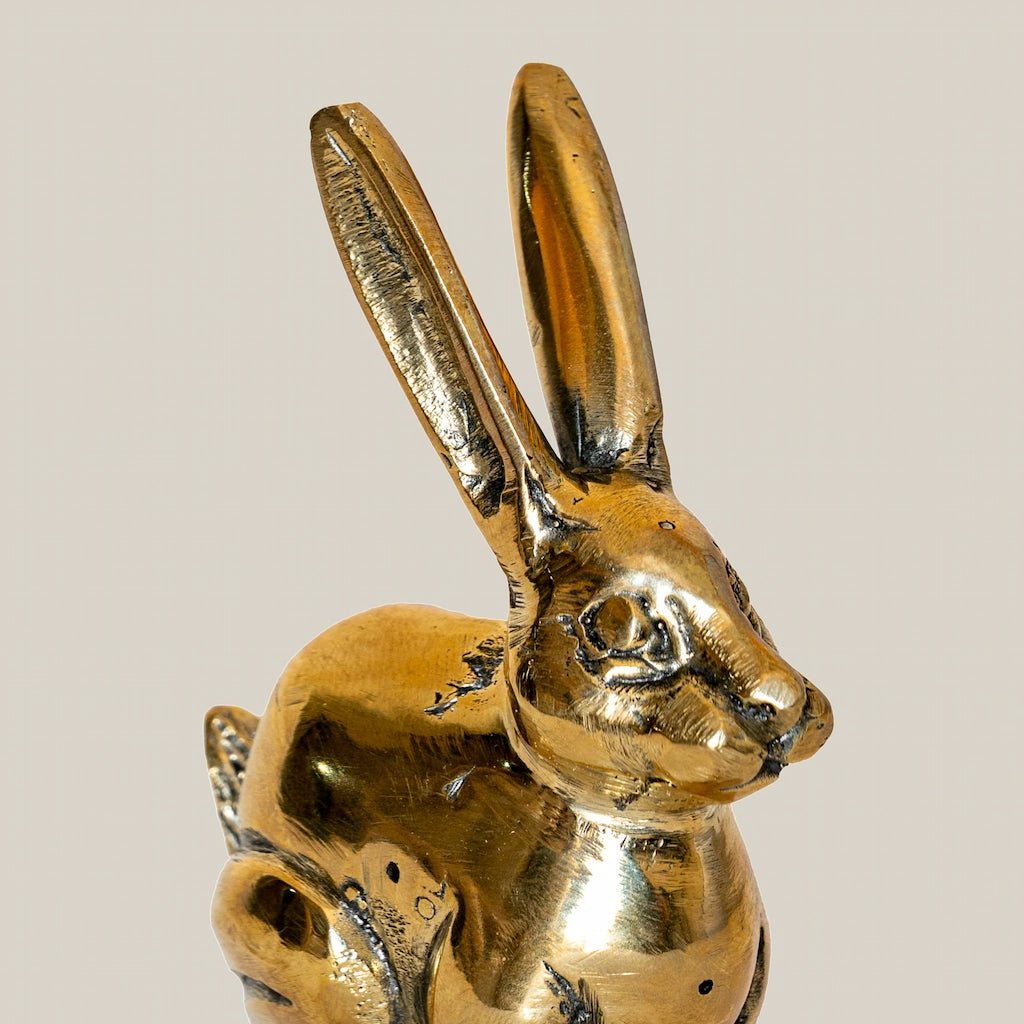 Small Bronze Bunny Rabbit Figurines for Tabletop Decor, Easter Bunny Statue - Home and Soul Dubai