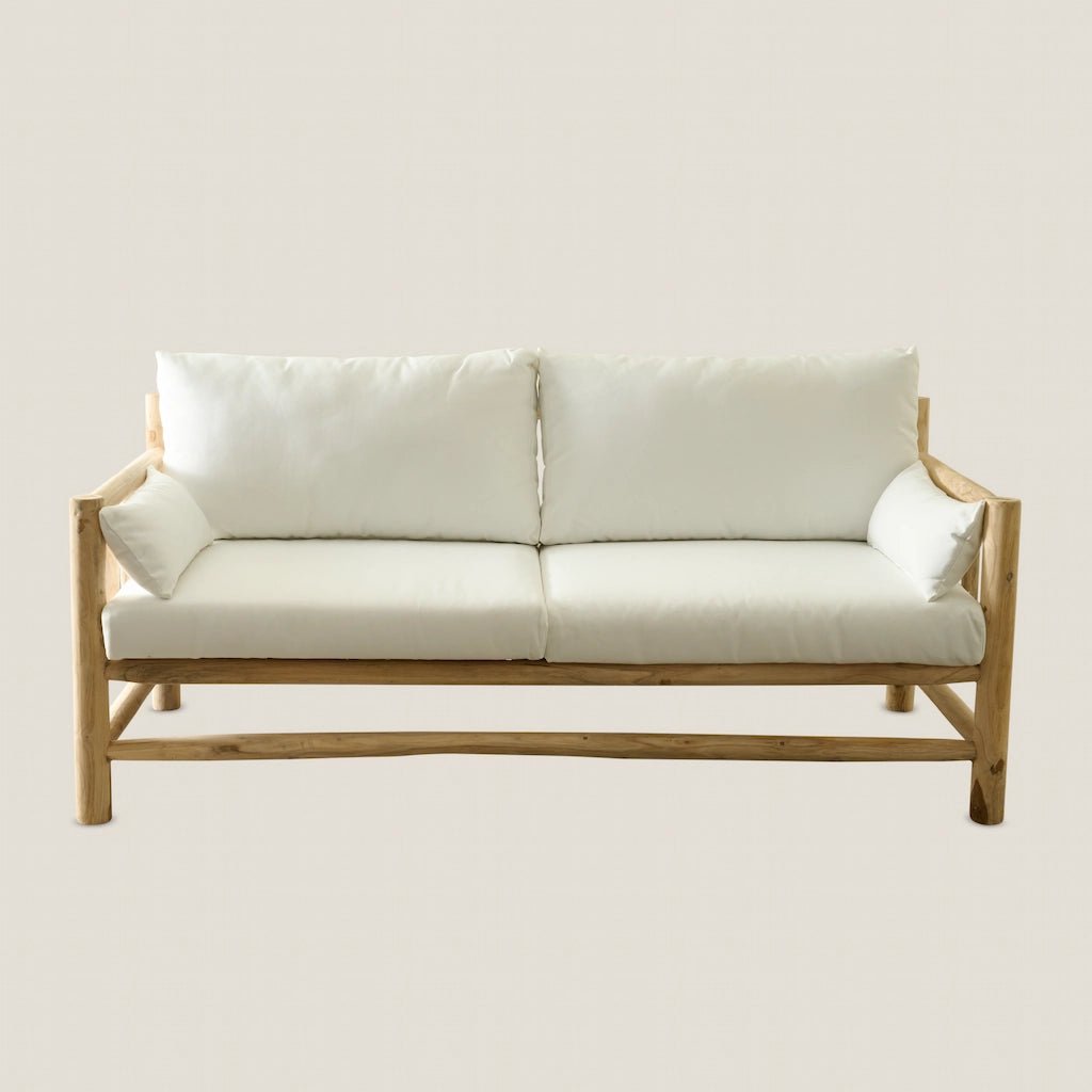 Sophia 2 Seater Outdoor Sofa in Natural Wood with Cushions
