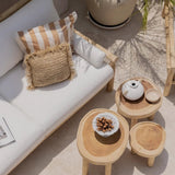 2 Seater Outdoor Sofa in Natural Wood with Cushions