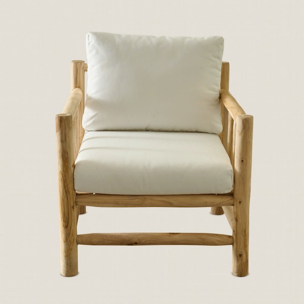 Sophia Outdoor Single Seater in Natural Wood with Cushion