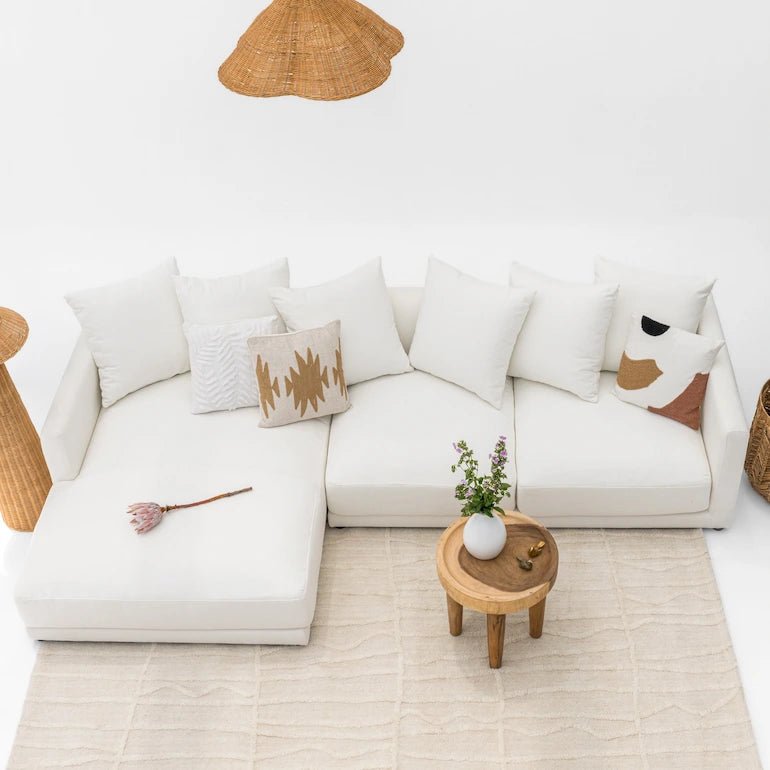 Sophie Luxury White L Shaped Sofa Cotton Linen - Home and Soul