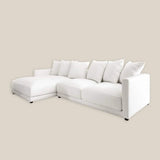 Luxury White L Shaped Sofa Left in Cotton Linen