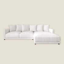 Sophie Luxury White L Shaped Sofa Right in Cotton Linen - Home and Soul
