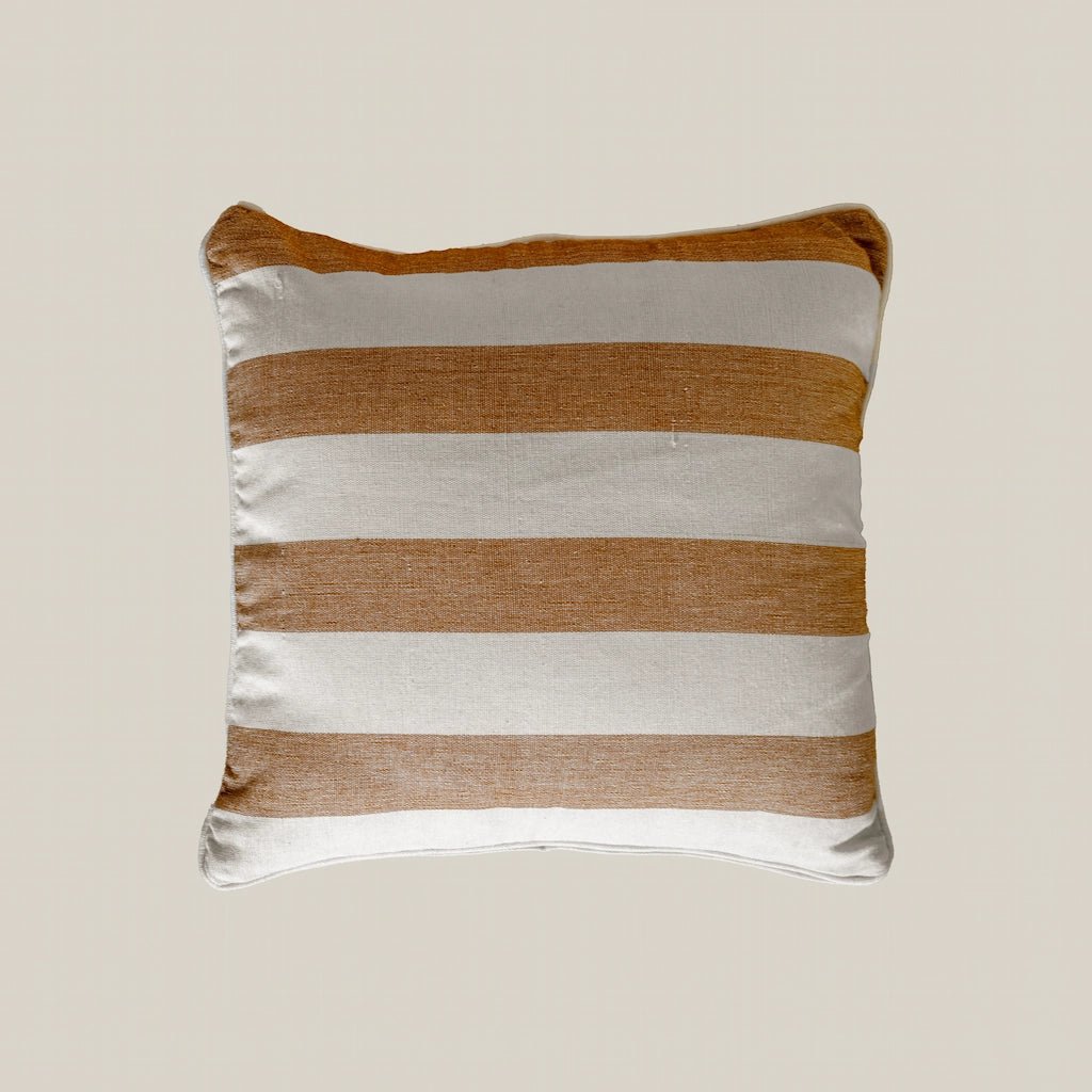 Striped White and Beige Cushion 40 cm