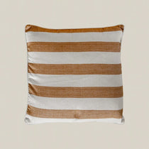 Striped White and Beige Cushion 50 cm - Home and Soul