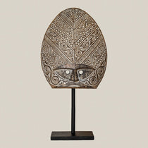 Tribal Boho Wood Face Mask on Stand