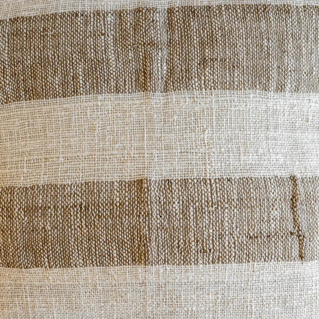 White And Beige Cushion Stripped