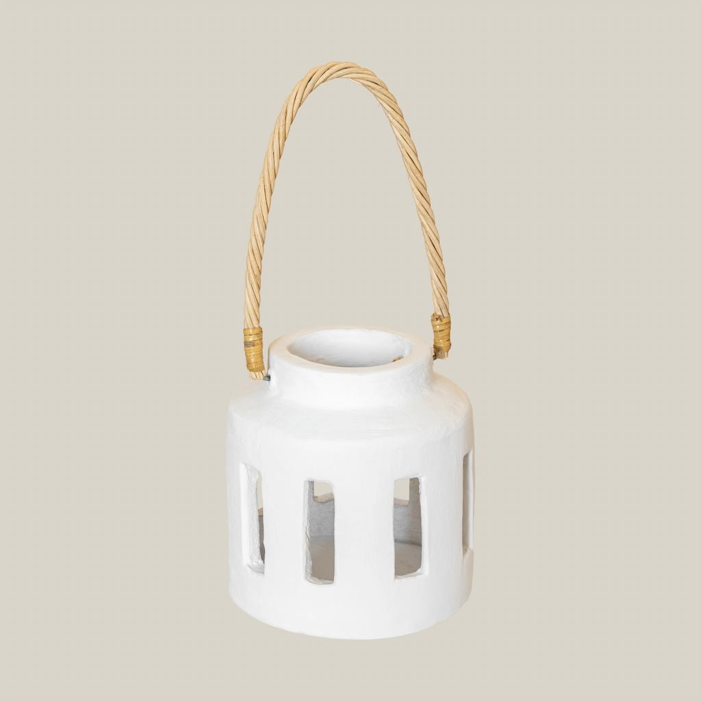 White Concrete Candle Holder Lantern