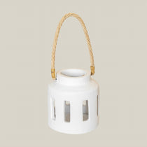 White Concrete Candle Holder Lantern - Home and Soul