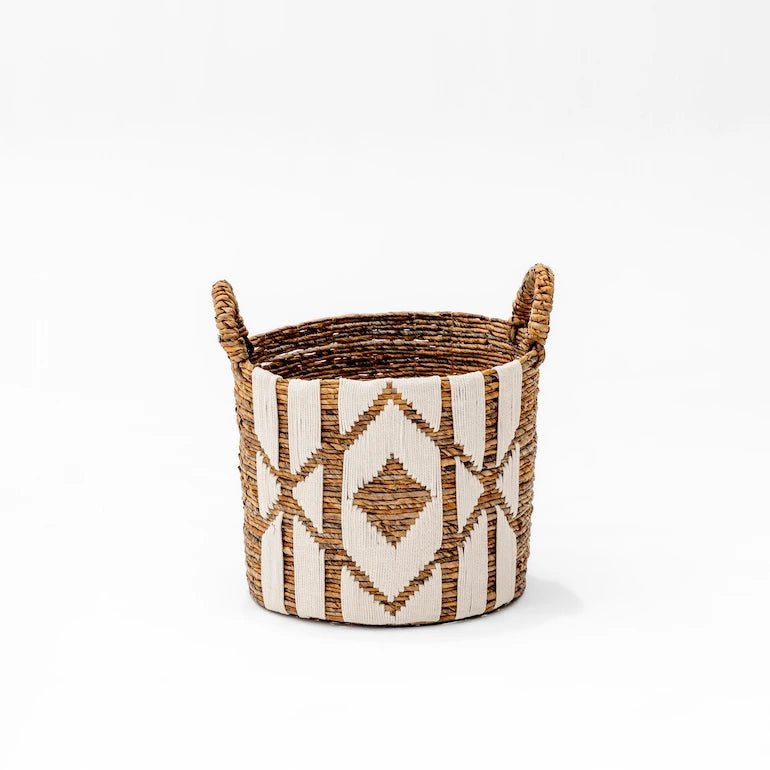 White Line Natural Basket Medium - Home and Soul