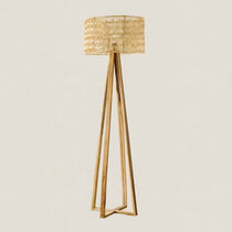 Wooden Tripod Floor Lamp with Woven Rattan Shade - Home and Soul