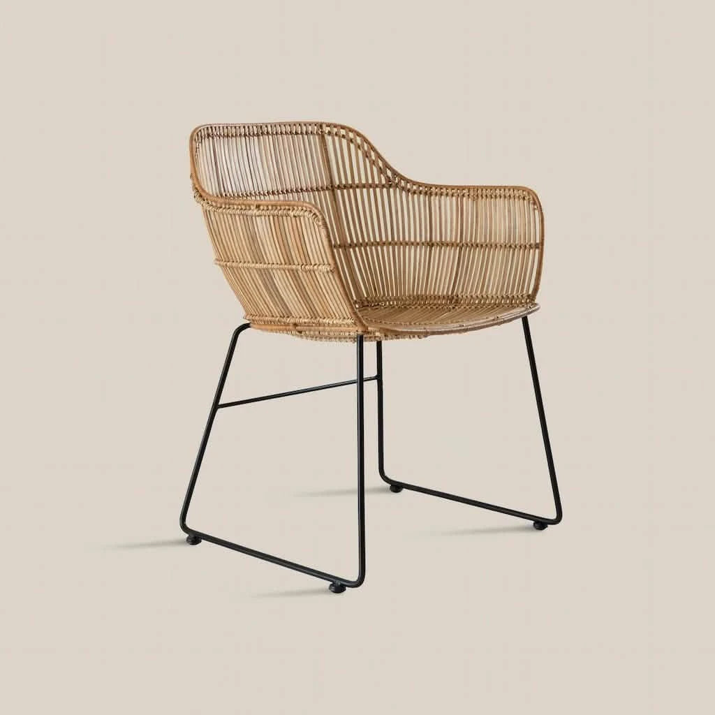 Natural Rattan Dining Chair Zagreb Black Legs
