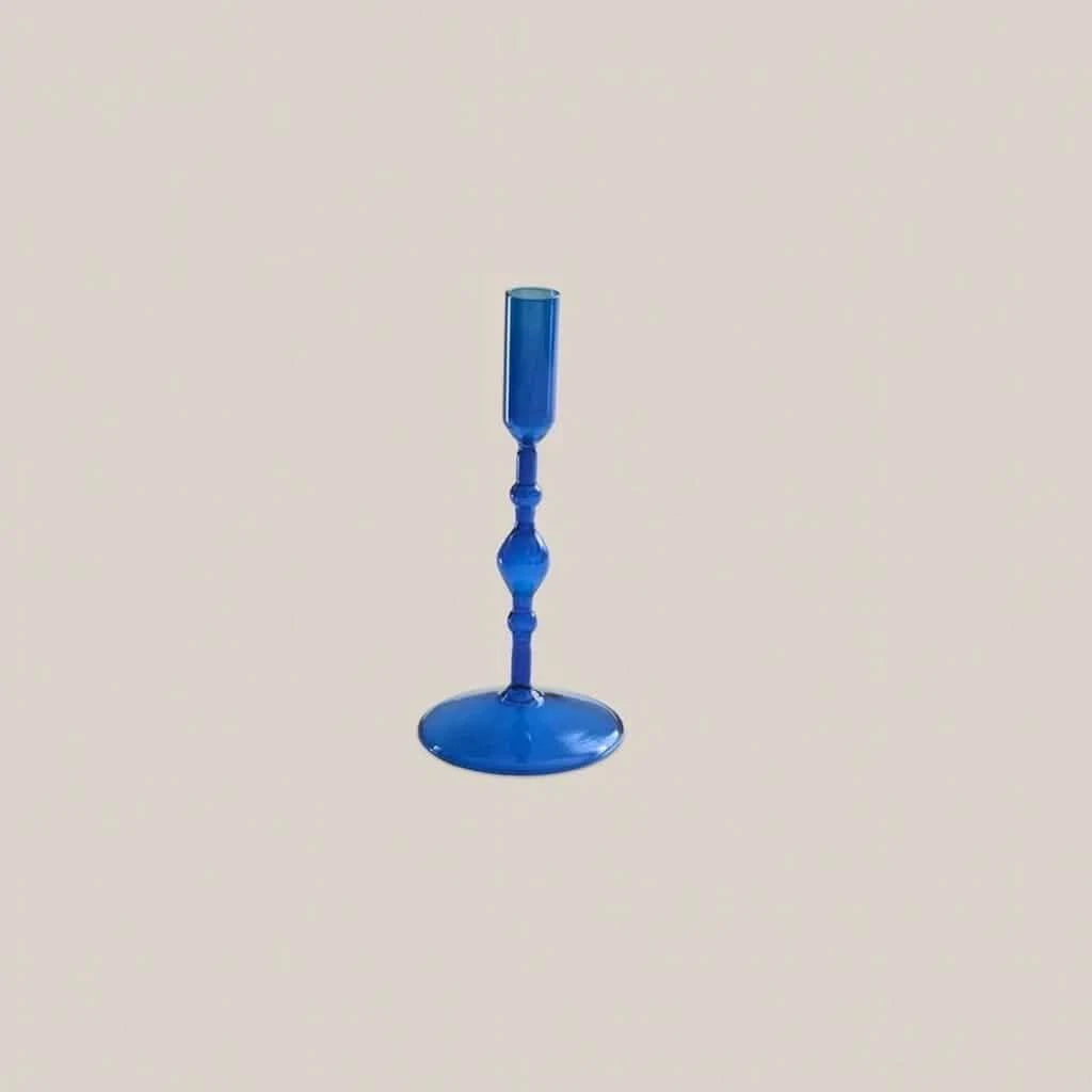 Ariel Glass Taper Candle Holder Blue
