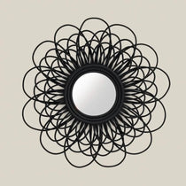 Audette Flower Mirror Black - Home and Soul