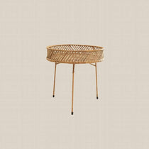 Round Natural Rattan Side Table High - Home and Soul