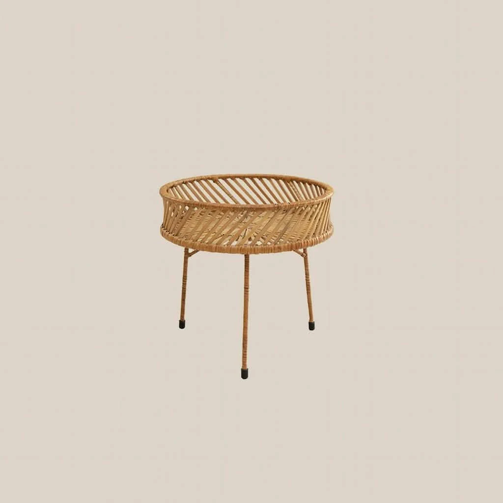 Round Natural Rattan Table Low