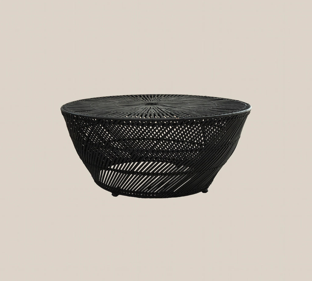 Mateo Rattan Coffee Table Black