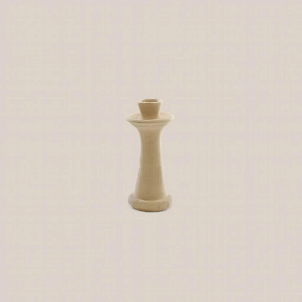 Ceramic Candle Holder Beige Medium - Home and Soul Dubai