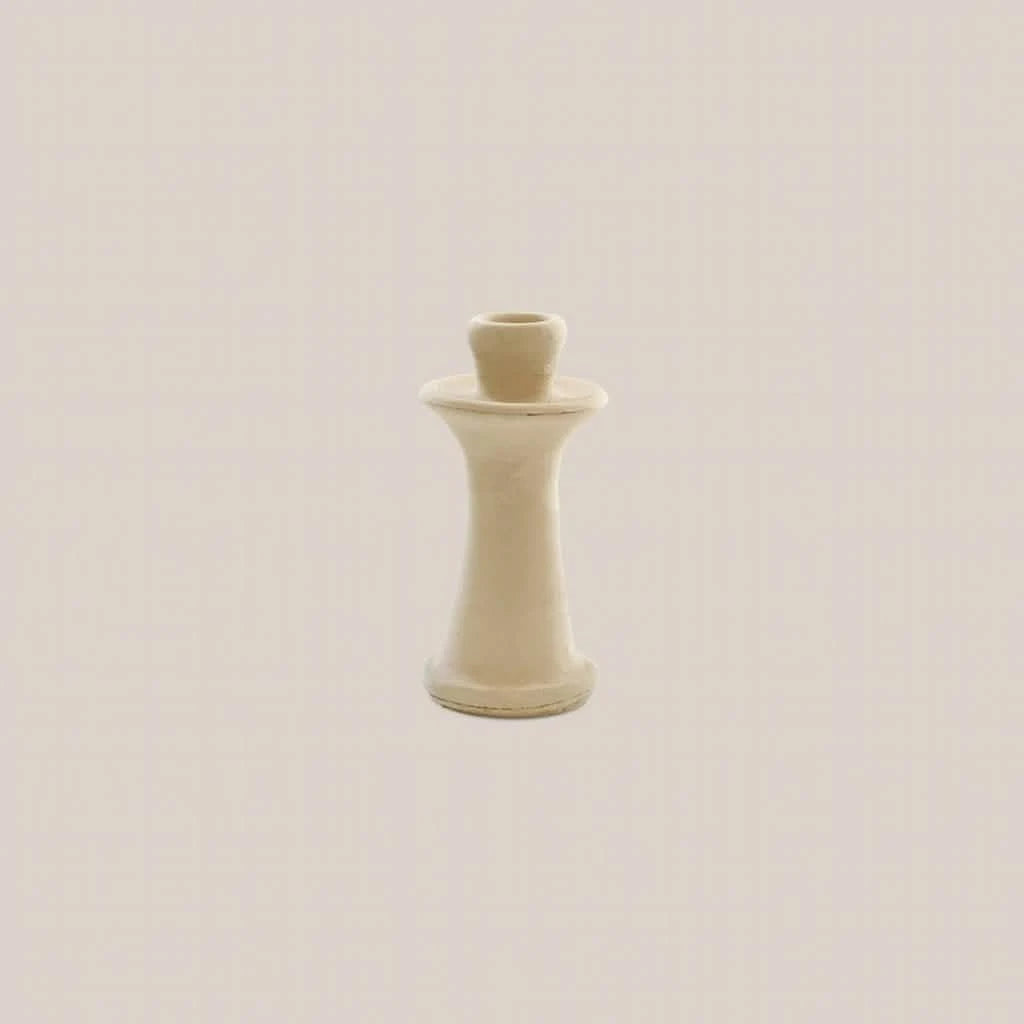 Ceramic Candle Holder Beige Small - Home and Soul Dubai