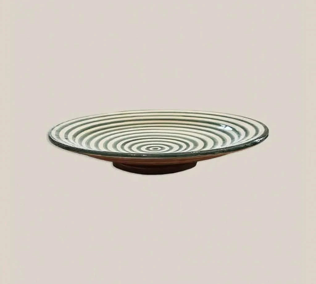 Ceramic Dinner Plate Striped Green