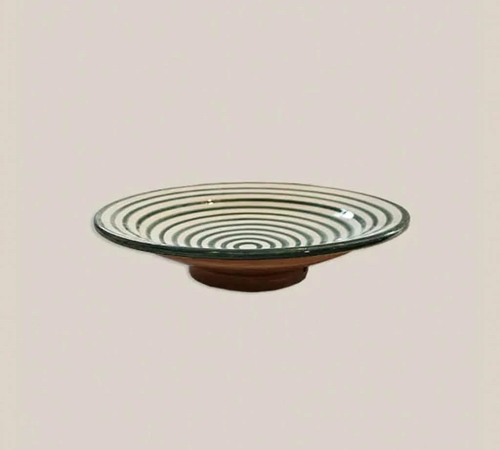Ceramic Plate Striped Green