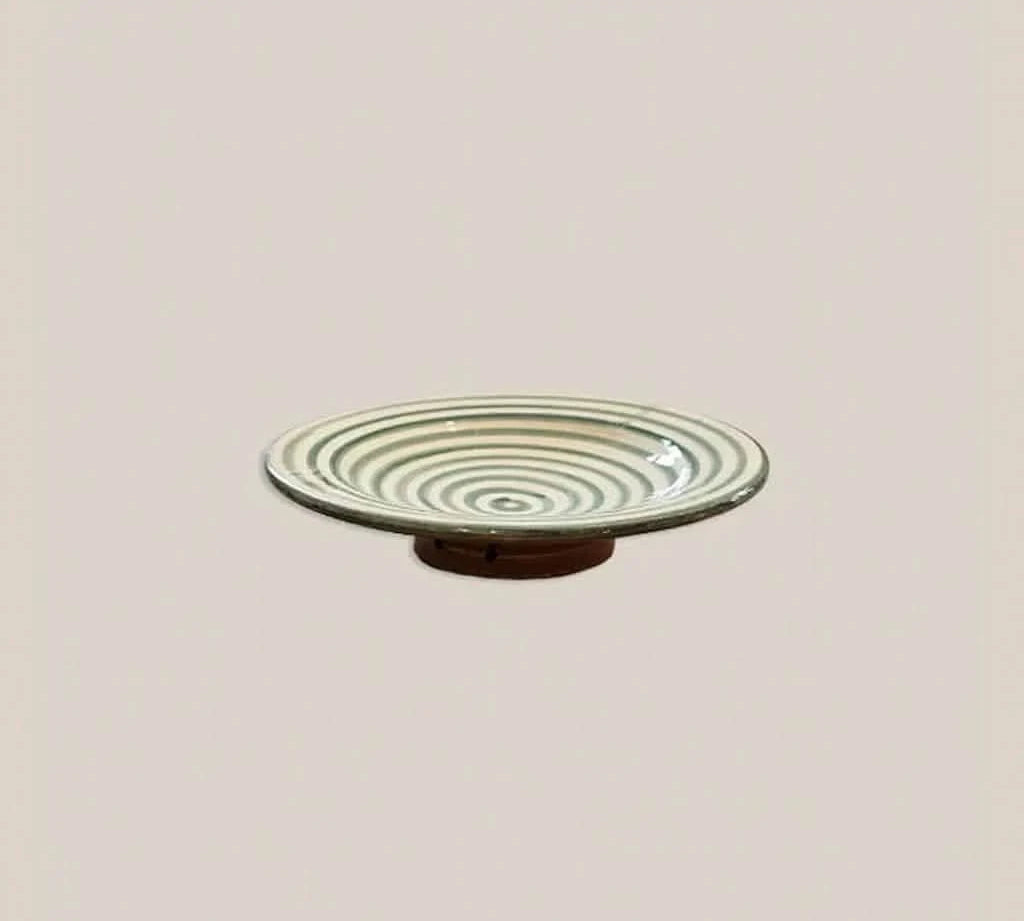 Ceramic Small Plate Striped Green