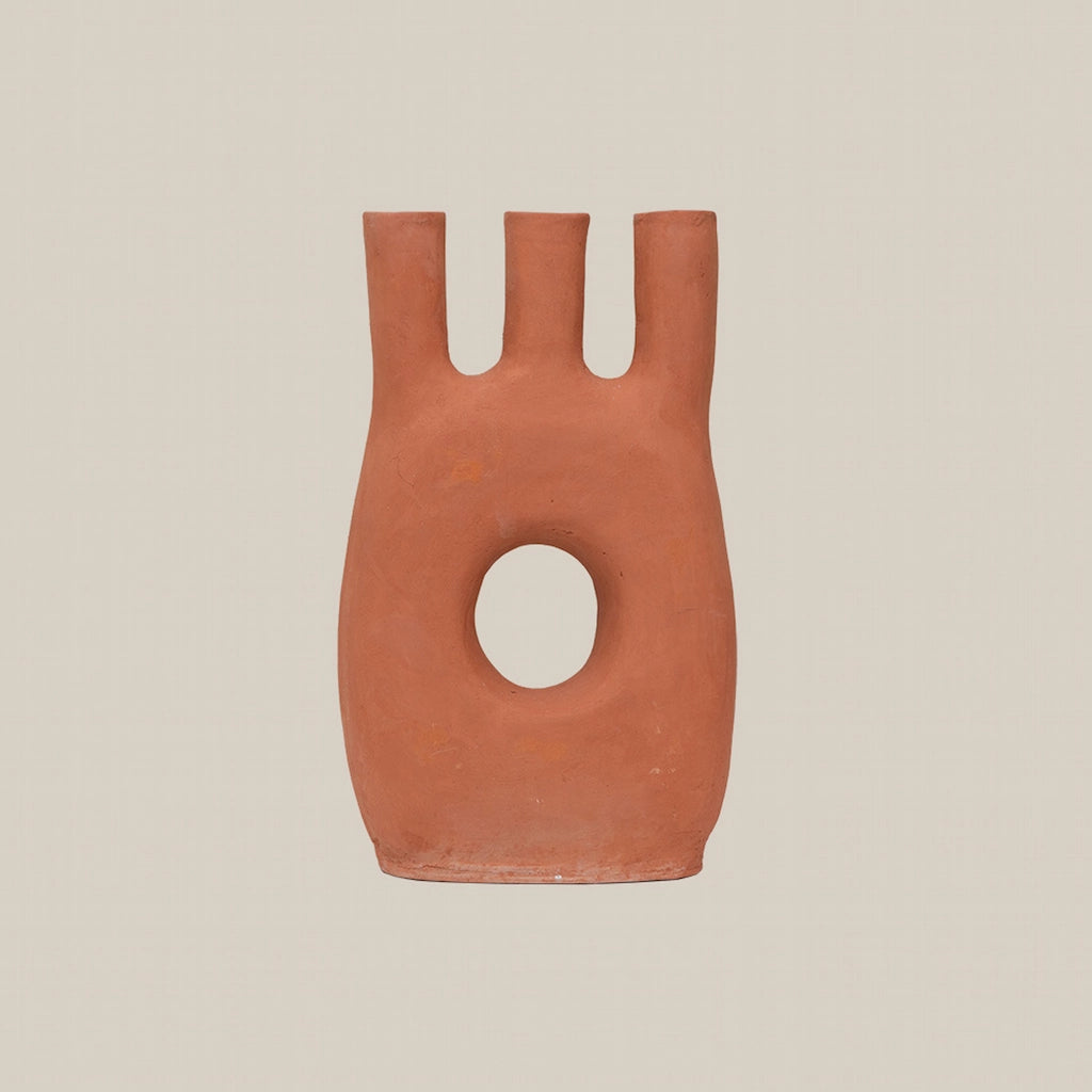 Ceramic Terracotta Candle Holder L