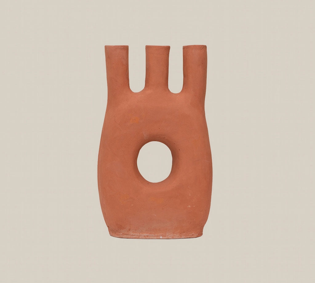 Ceramic Terracotta Candle Holder L