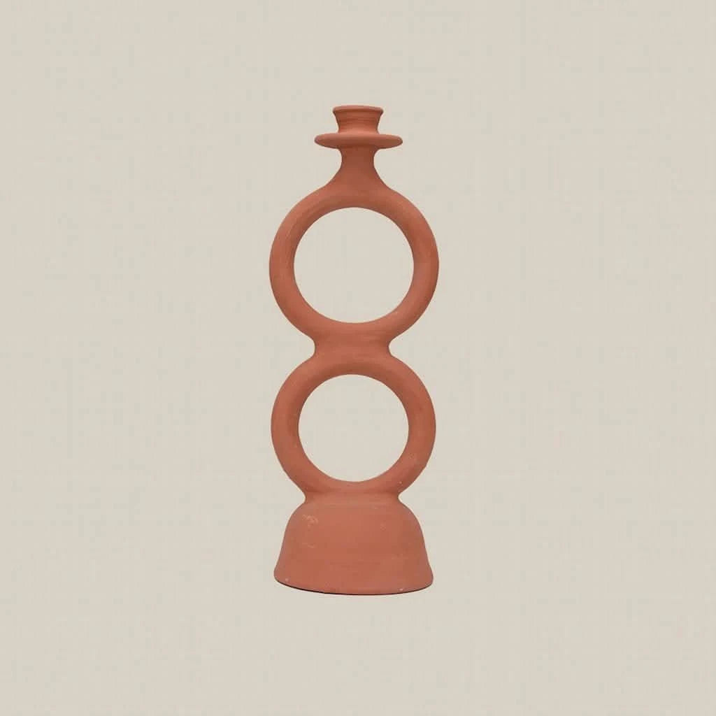 Ceramic Candle Holder Terracotta - Home and Soul Dubai